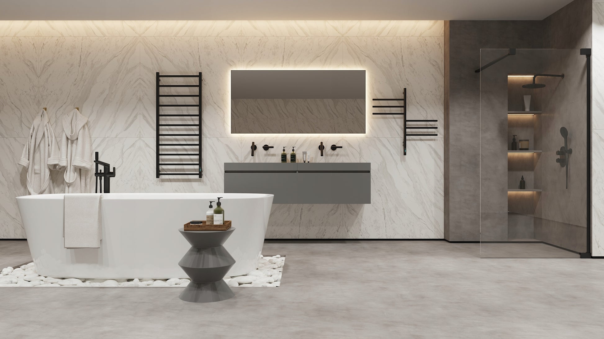 Elektrinis vonios rankšluosčių džiovintuvas JUDANČIOS DALYS, energiją taupantis 78 W, juodas