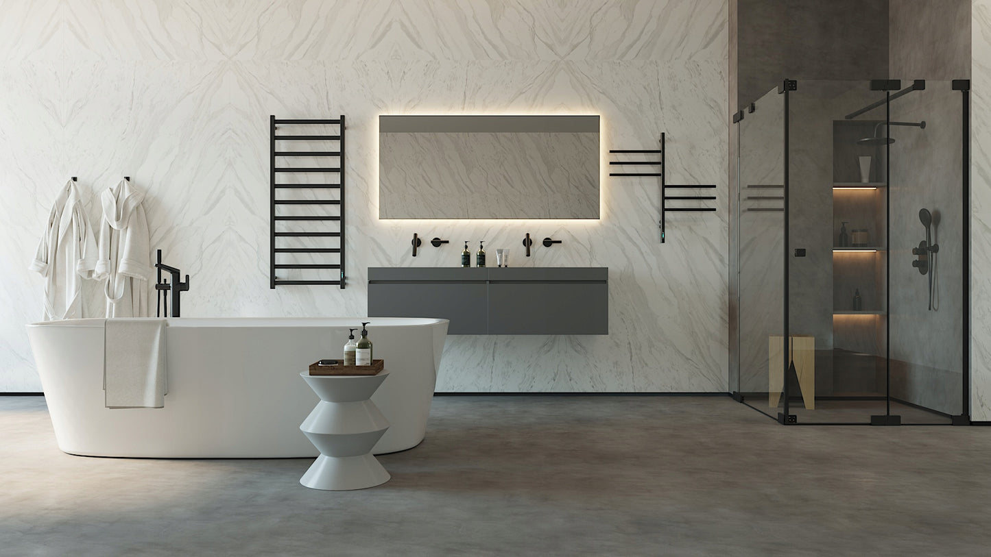 Elektrinis vonios rankšluosčių džiovintuvas JUDANČIOS DALYS, energiją taupantis 78 W, juodas