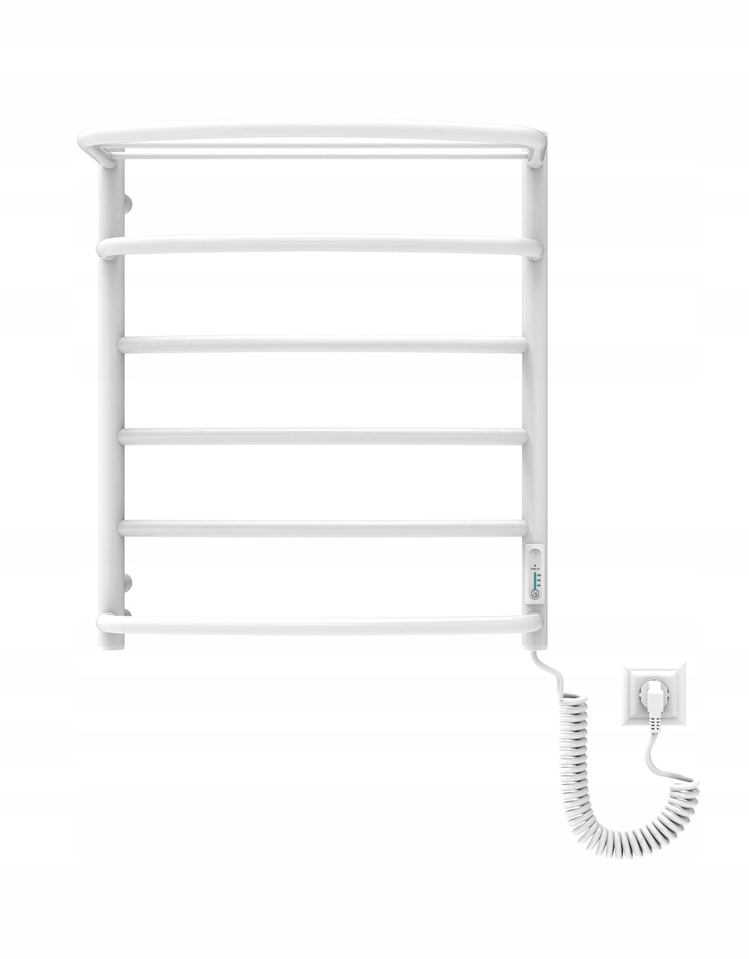 Elektrinis rankšluosčių džiovintuvas su lentyna baltas 610x530