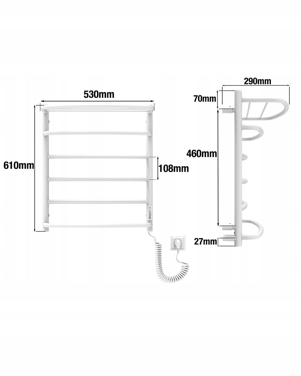Elektrinis rankšluosčių džiovintuvas su lentyna baltas 610x530