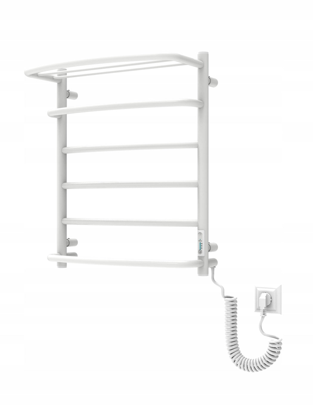 Elektrinis rankšluosčių džiovintuvas su lentyna baltas 610x530