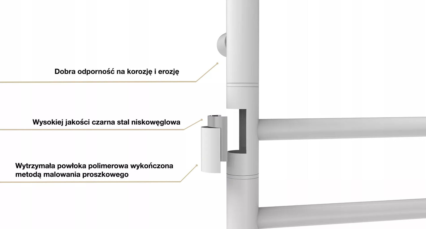 Baltas elektrinis vonios rankšluosčių džiovintuvas 57 W, SUKAMA rankenos, energiją taupantis