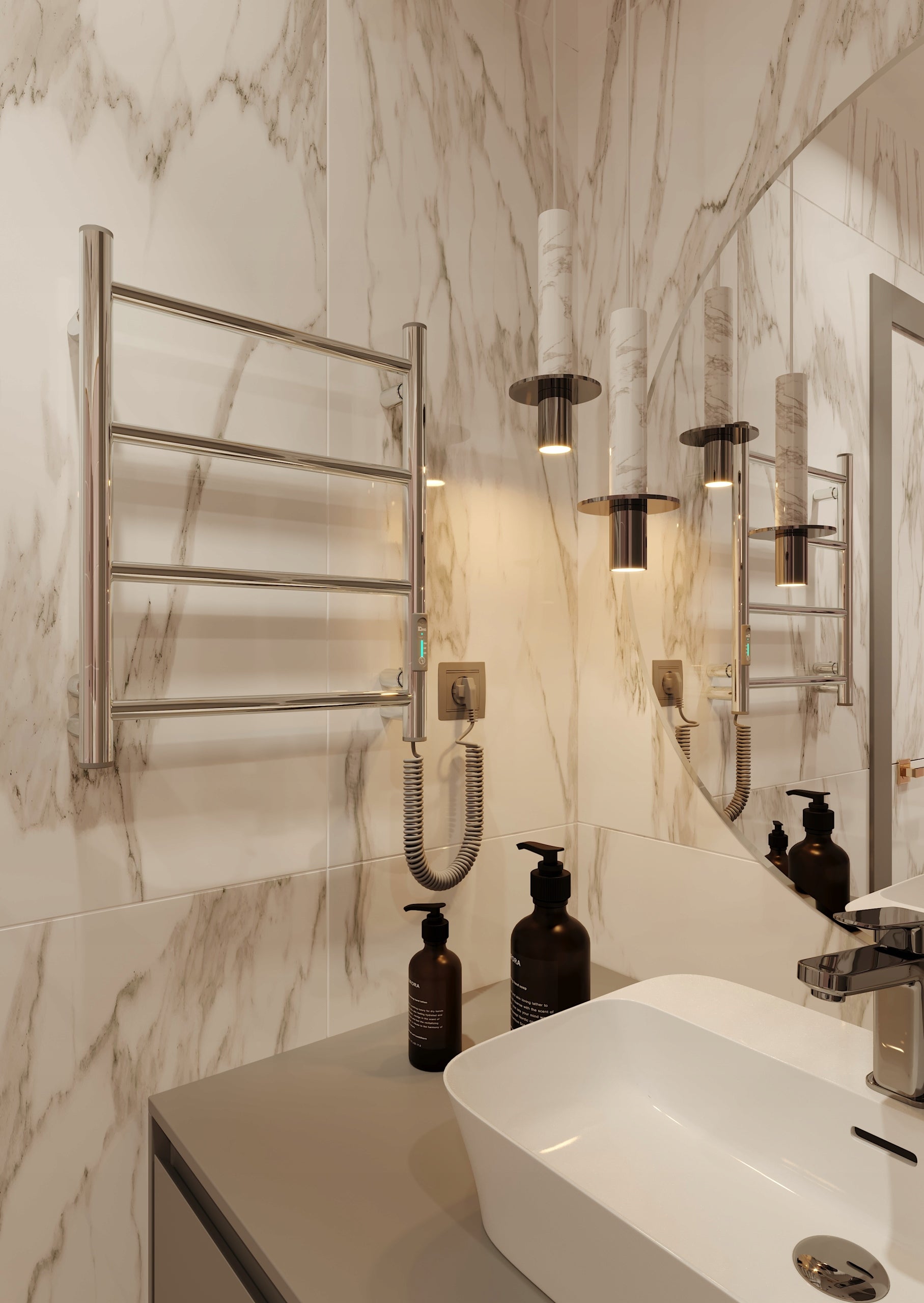 Energijos taupymo elektrinis vonios radiatoriaus 505x400 mm 35W chromas