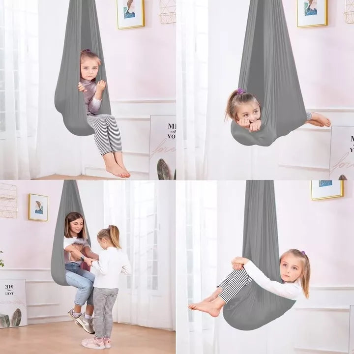 AKROBATINĖ HAMAKO SKARA VAIKAMS 2,8x1,5m SENZORINĖ LANKSTINĖ SŪPUOKLĖ