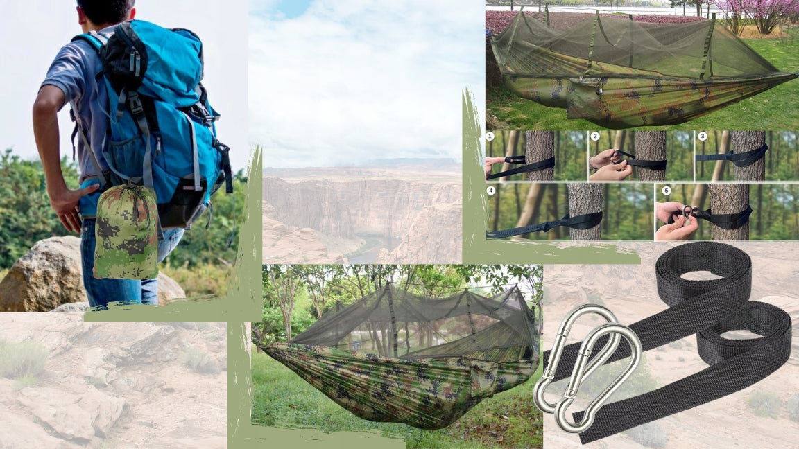 Dviejų asmenų hamakas 260x140 su moskitų tinklu SURVIVAL