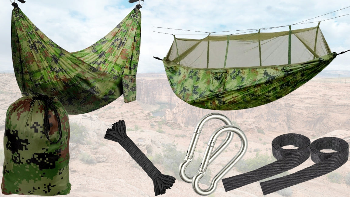 Dviejų asmenų hamakas 260x140 su moskitų tinklu SURVIVAL