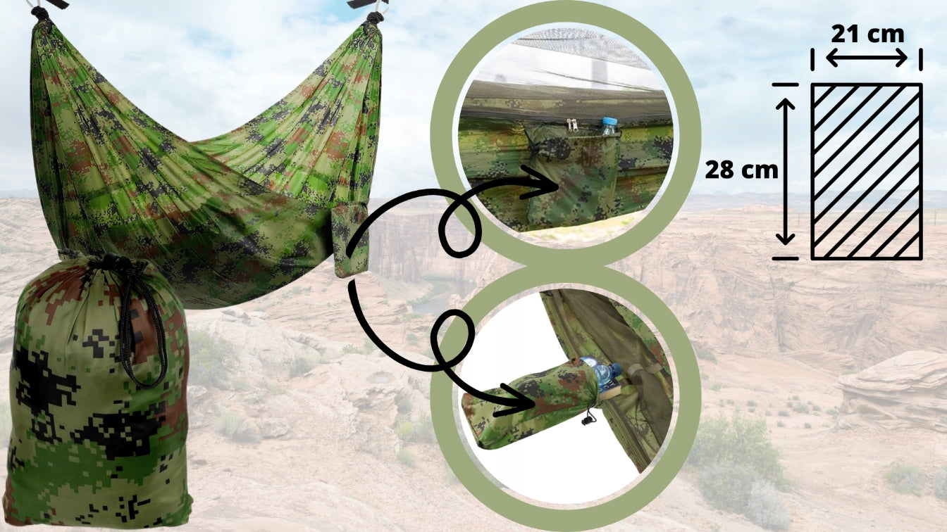 Dviejų asmenų hamakas 260x140 su moskitų tinklu SURVIVAL