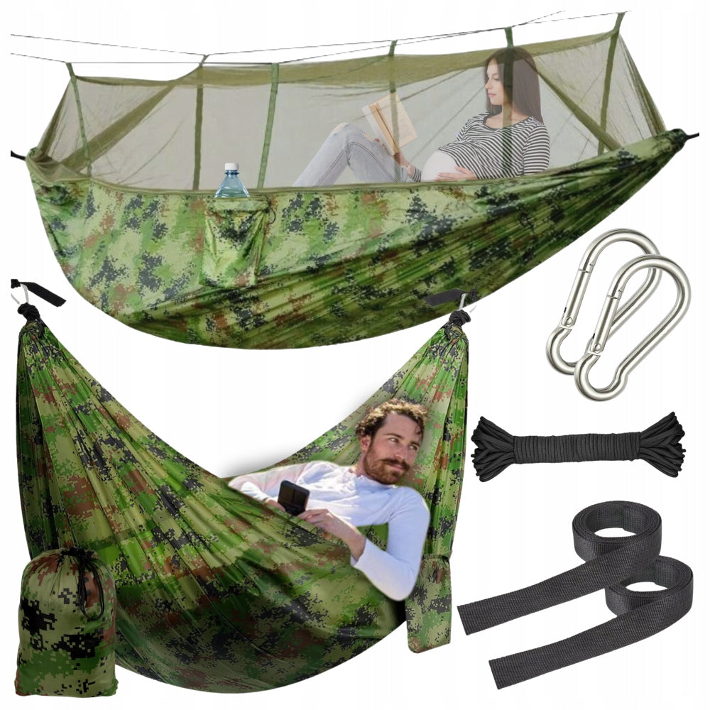 Dviejų asmenų hamakas 260x140 su moskitų tinklu SURVIVAL