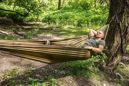 LAUKO HAMAKAS TURISTINIS STOVYKLAVIMUI SURVIVAL KARINIO STILIAUS 330x140cm