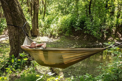 LAUKO HAMAKAS TURISTINIS STOVYKLAVIMUI SURVIVAL KARINIO STILIAUS 330x140cm
