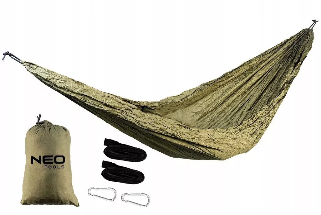 LAUKO HAMAKAS TURISTINIS STOVYKLAVIMUI SURVIVAL KARINIO STILIAUS 330x140cm
