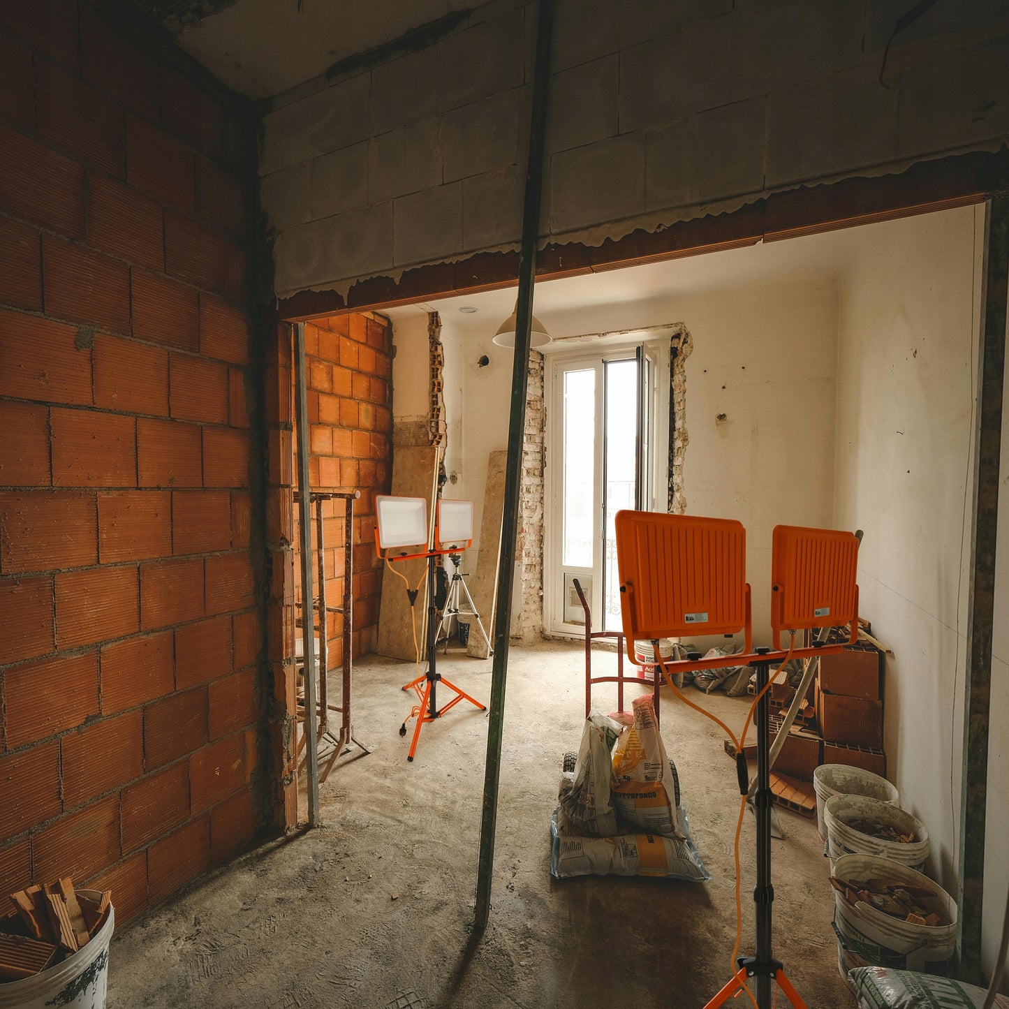 Statyvinis LED Prožektorius 2x 100W 10000lm Statyvas Statybinis Šviestuvas