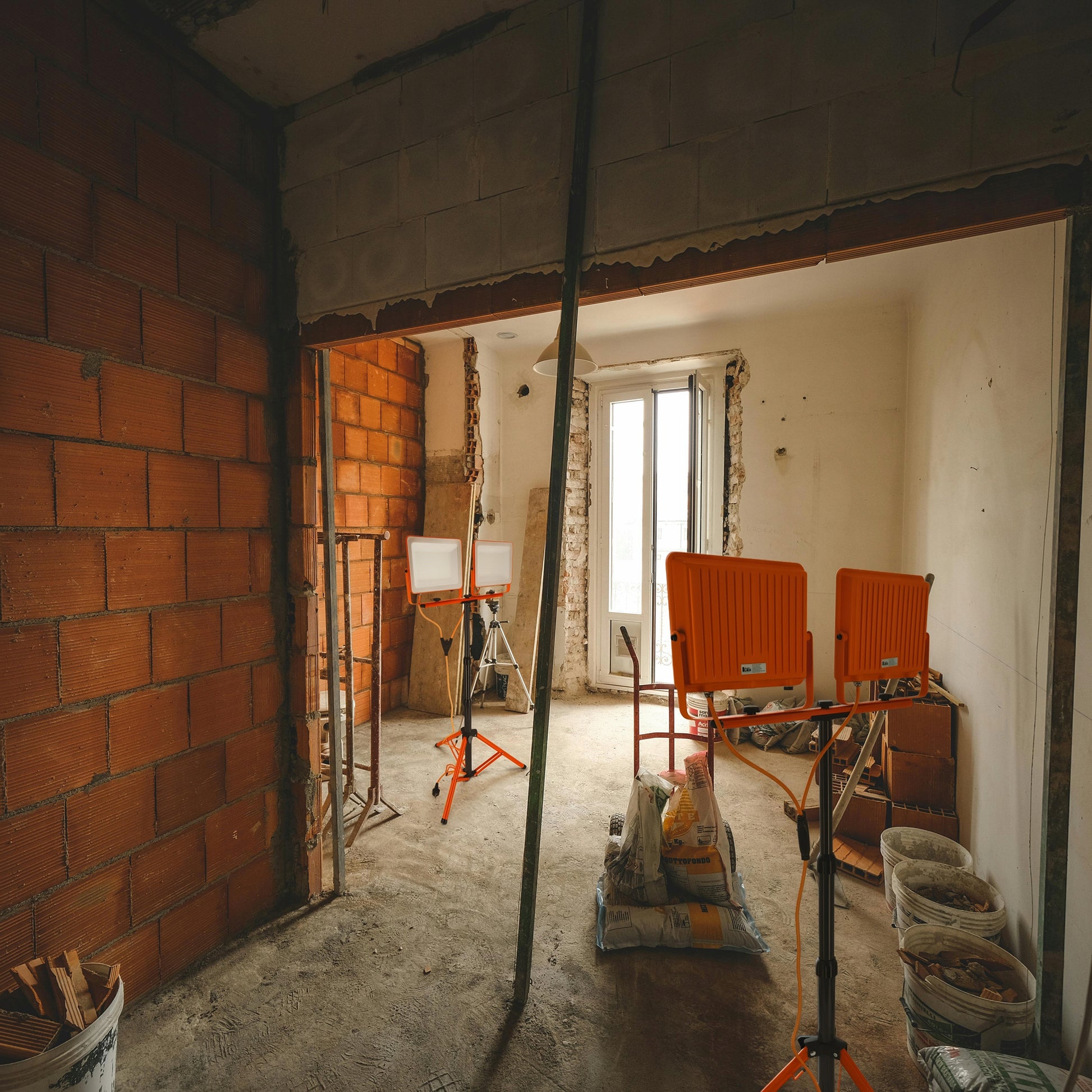 Statyvinis LED Prožektorius 2x 100W 10000lm Statyvas Statybinis Šviestuvas