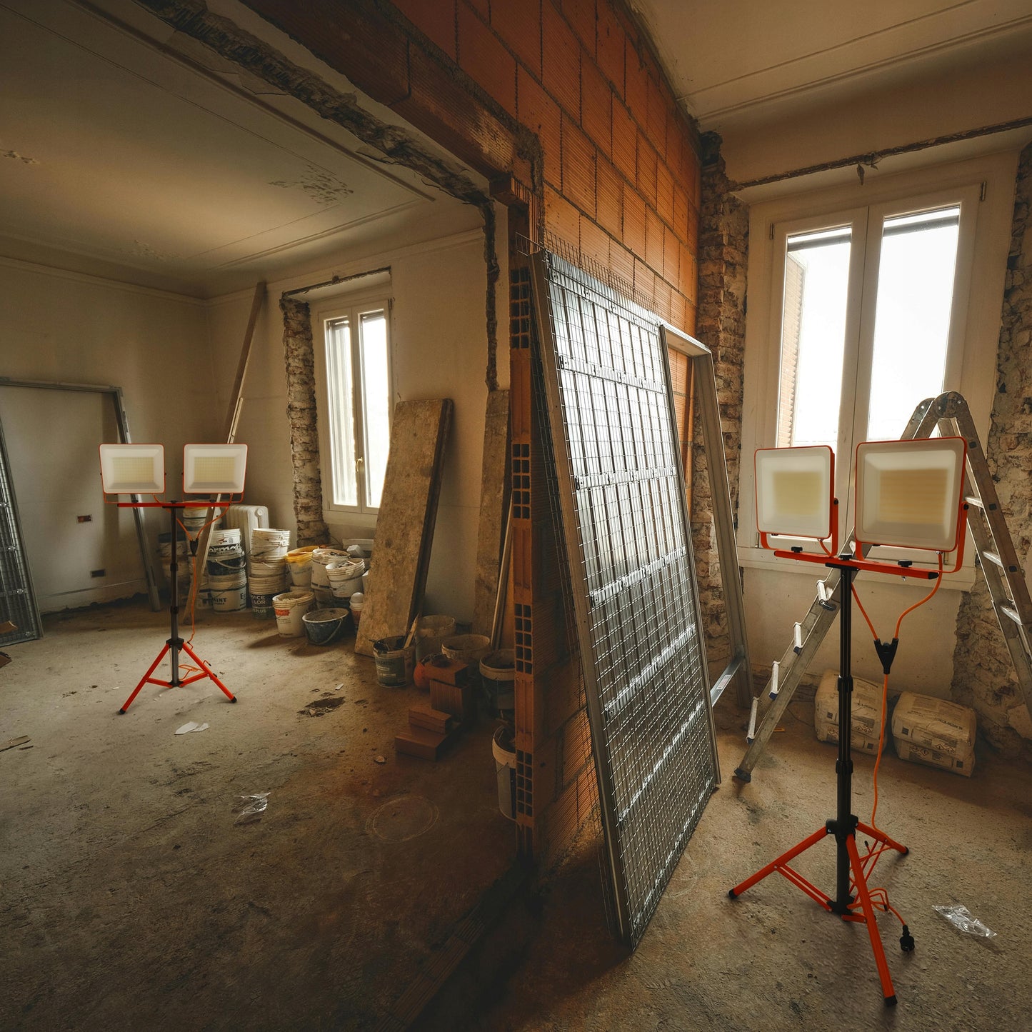 Statyvinis LED Prožektorius 2x 100W 10000lm Statyvas Statybinis Šviestuvas