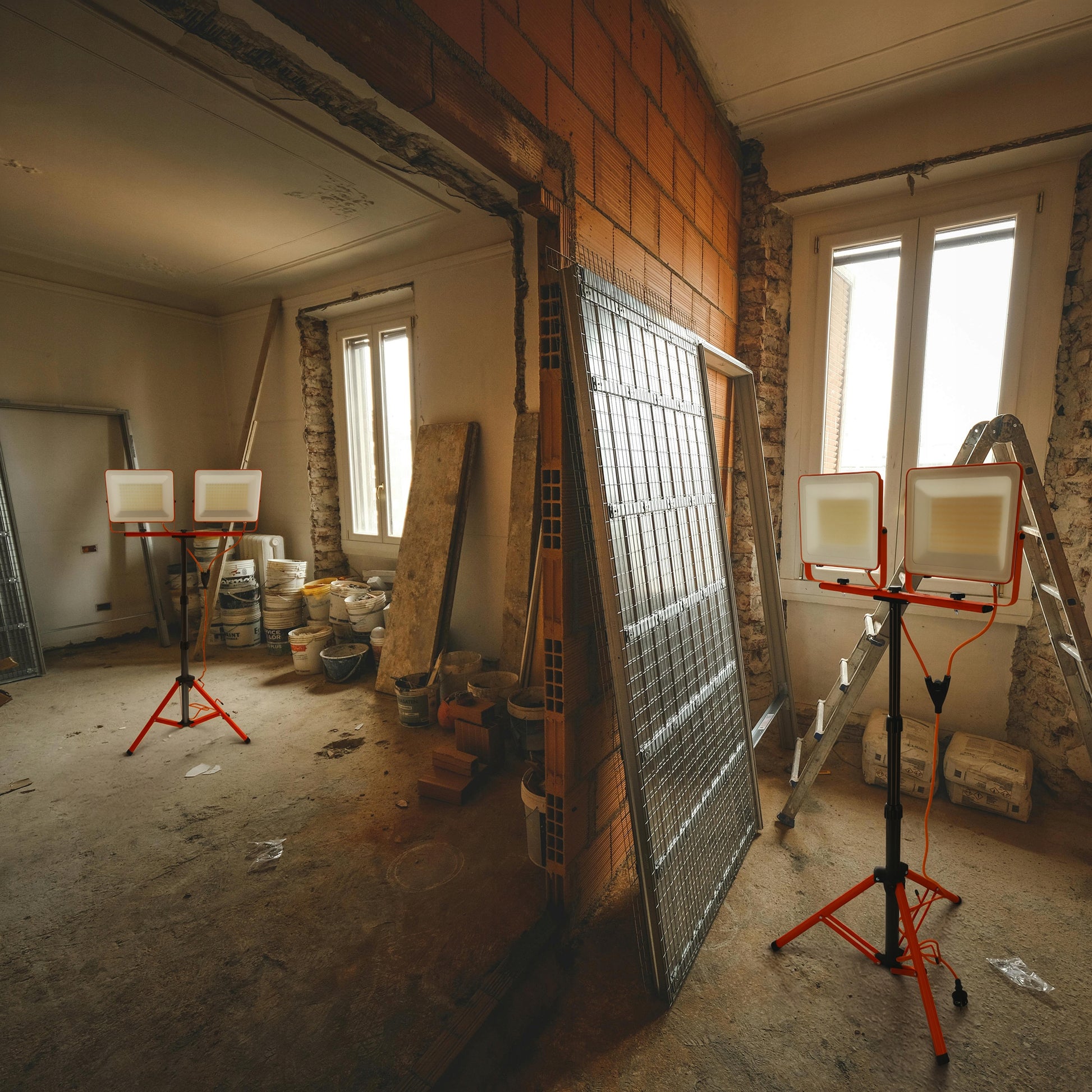 Statyvinis LED Prožektorius 2x 100W 10000lm Statyvas Statybinis Šviestuvas