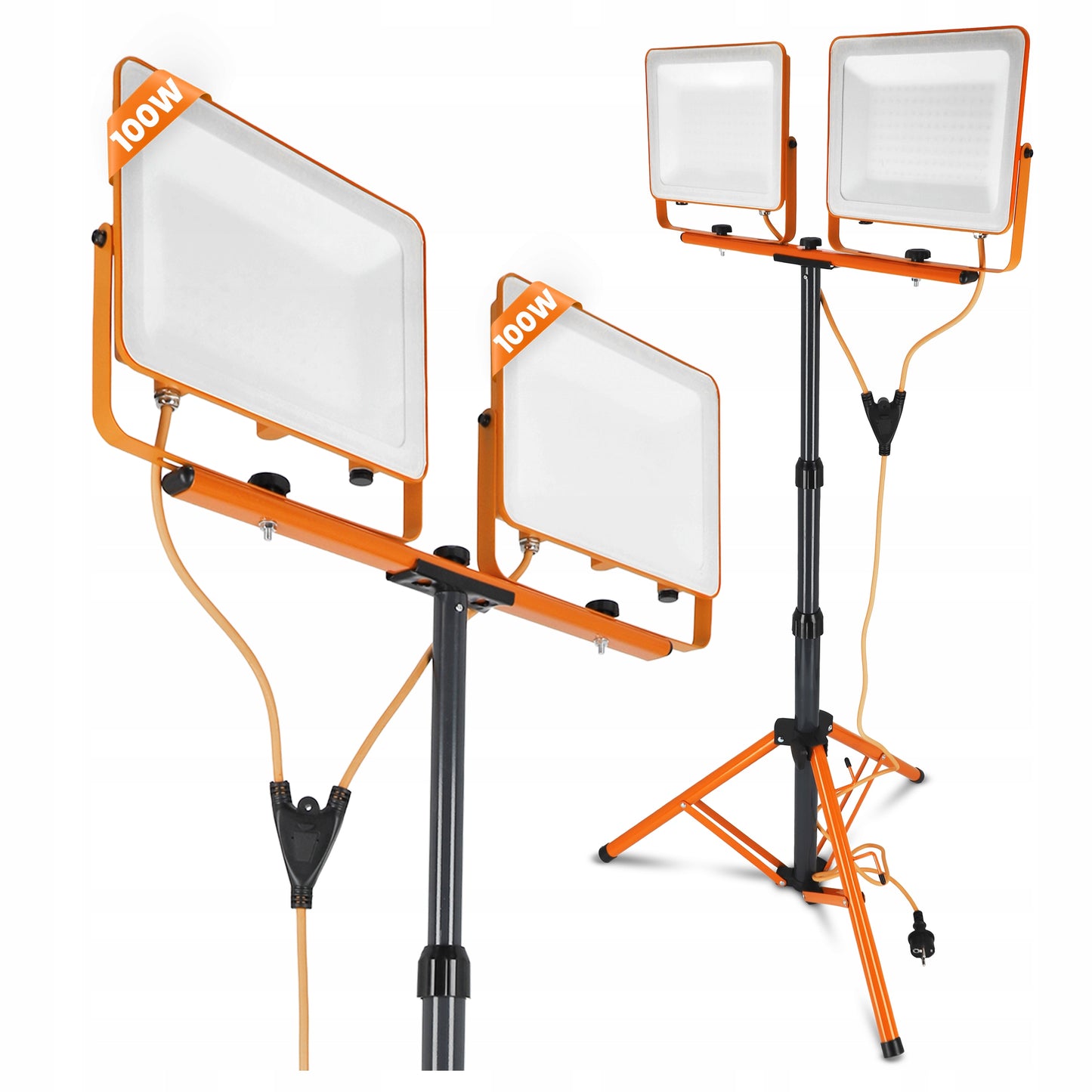 Statyvinis LED Prožektorius 2x 100W 10000lm Statyvas Statybinis Šviestuvas