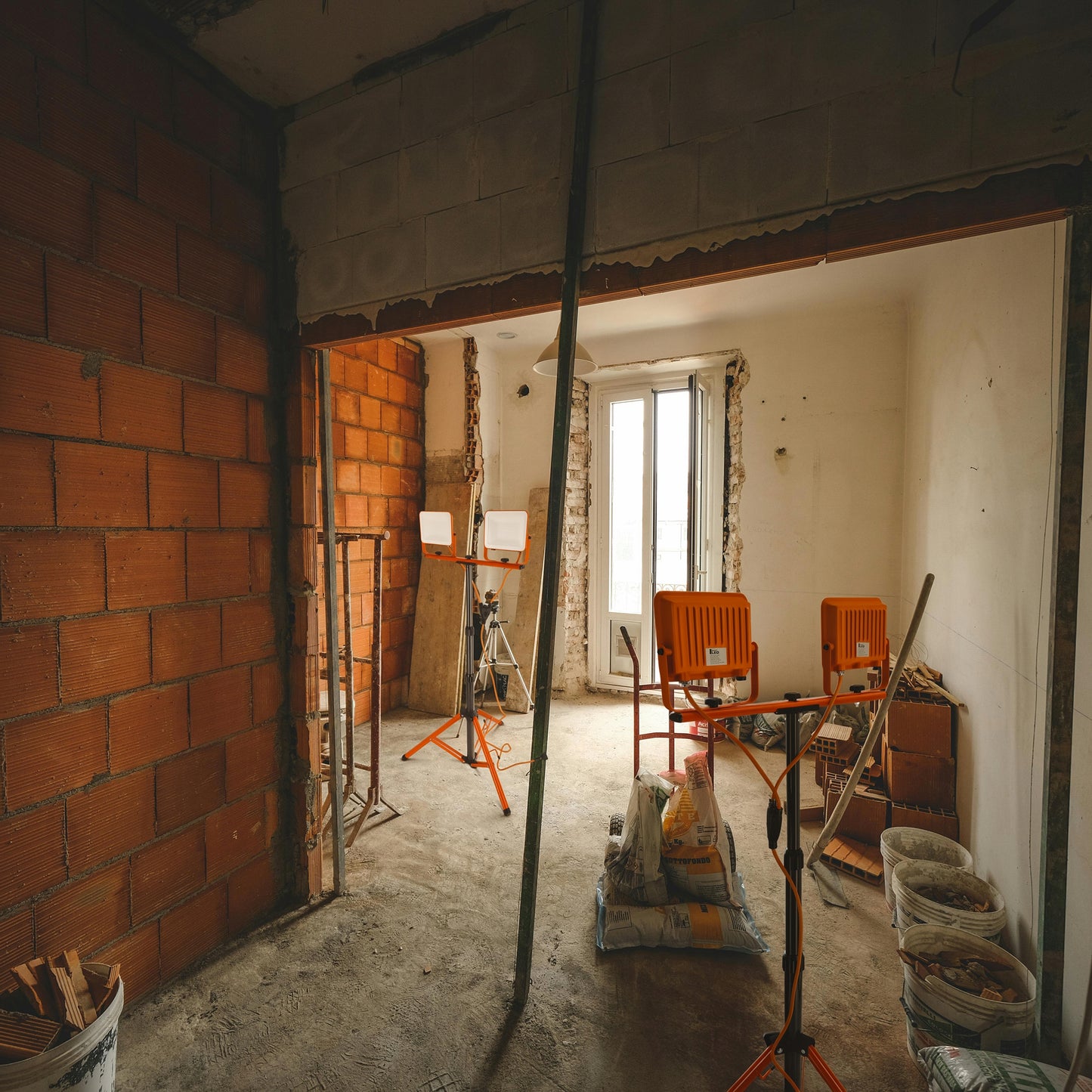 Statinis LED prožektorius statyboms, 2x 50W, 11000lm, stovas, komplektas