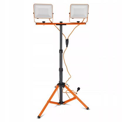 Statinis LED prožektorius statyboms, 2x 50W, 11000lm, stovas, komplektas