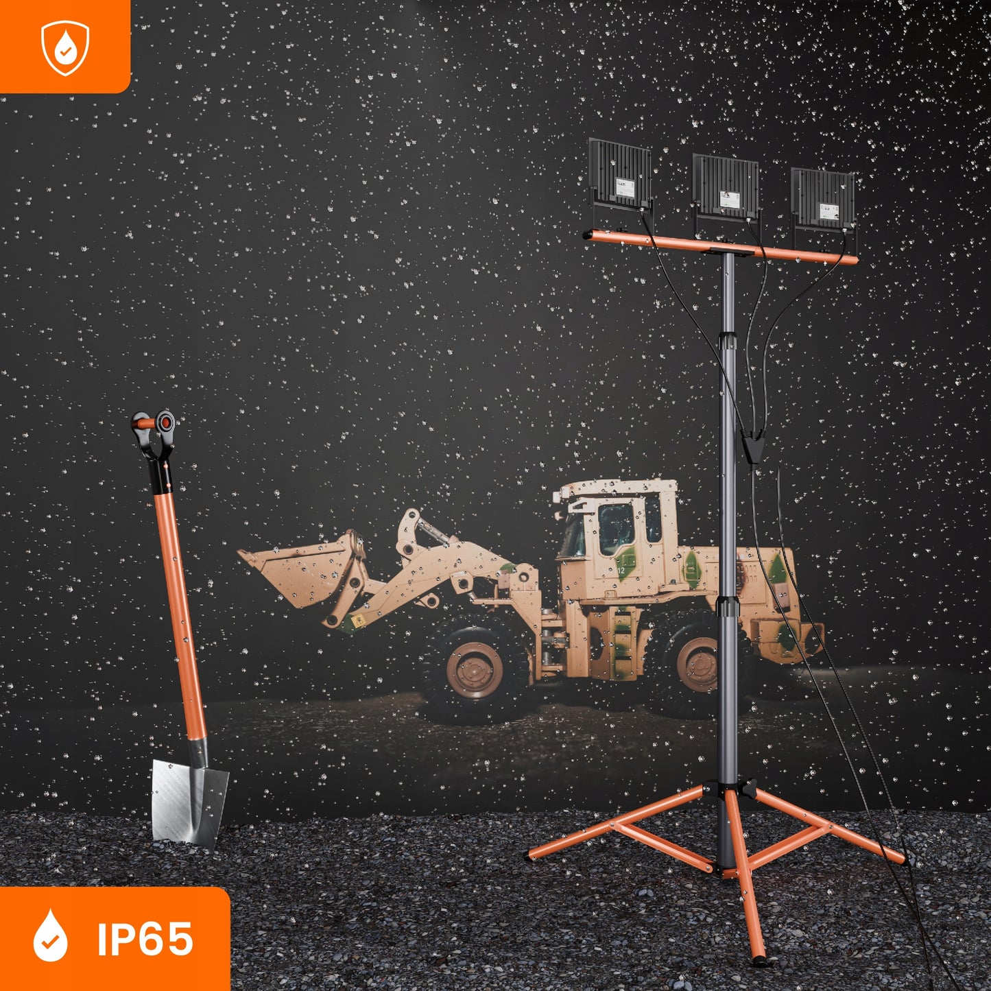 LED Halogeninis statybinis prožektorius 3x 50W 16500lm šviestuvas ant stovo