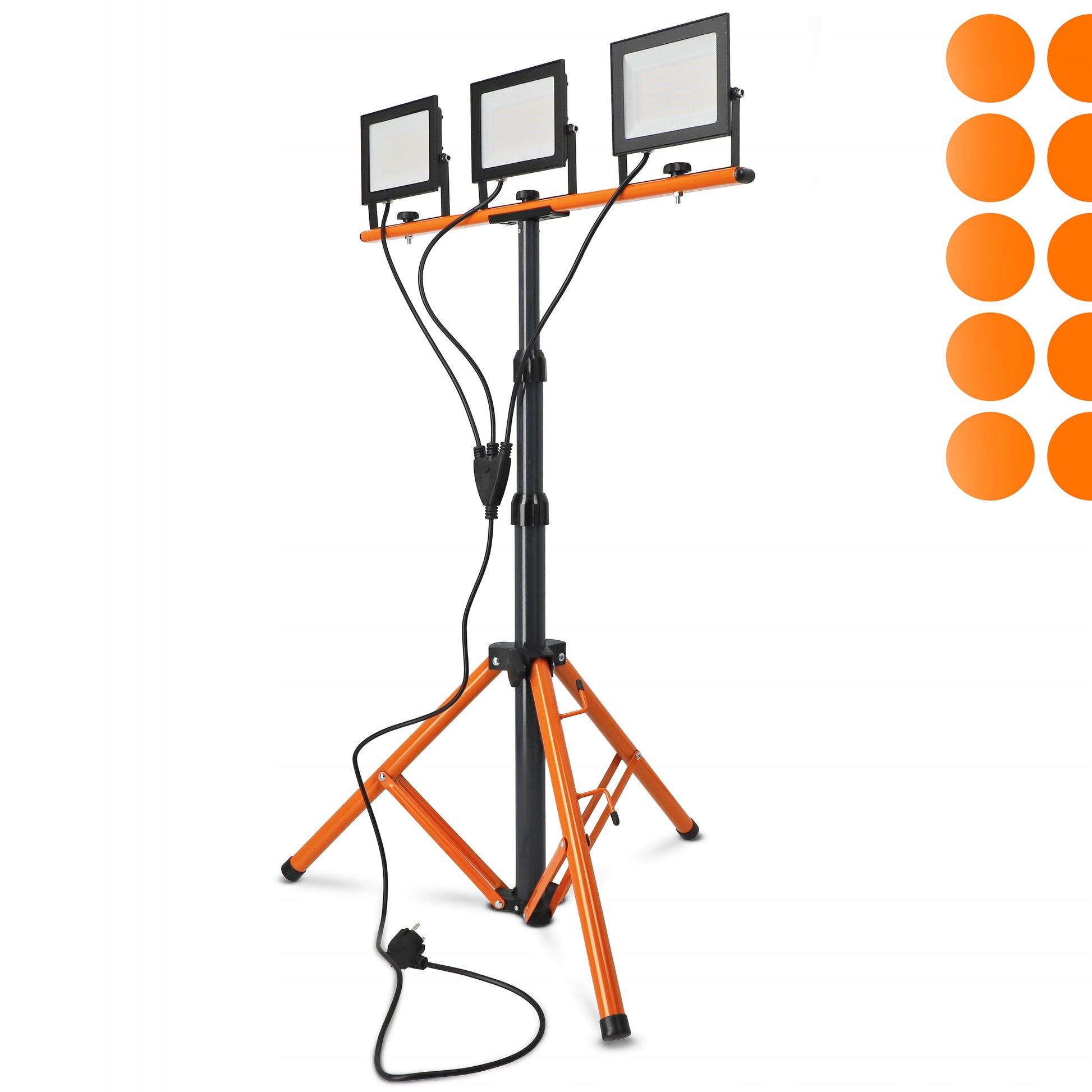 LED Halogeninis statybinis prožektorius 3x 50W 16500lm šviestuvas ant stovo