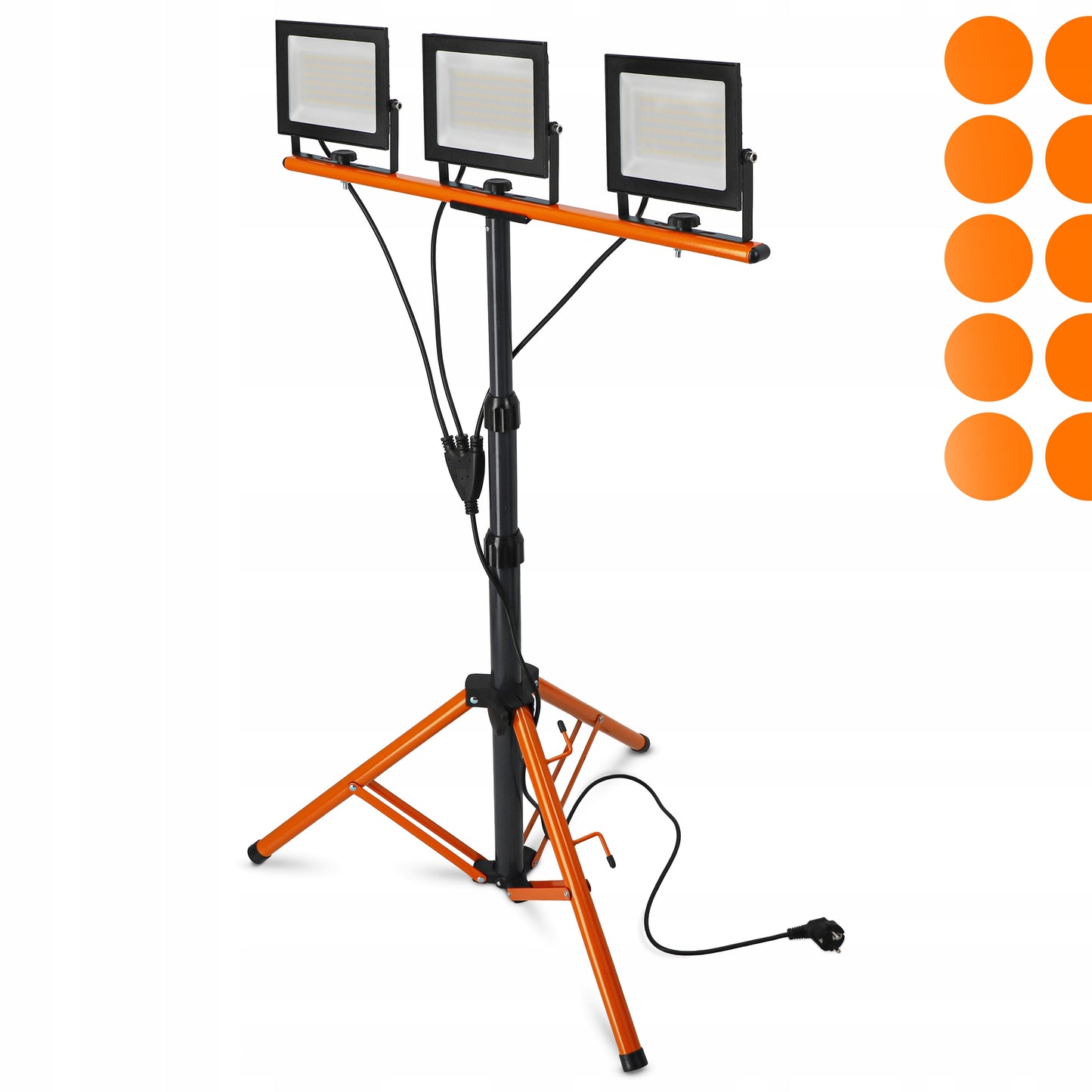 LED Halogeninis statybinis prožektorius 3x 50W 16500lm šviestuvas ant stovo