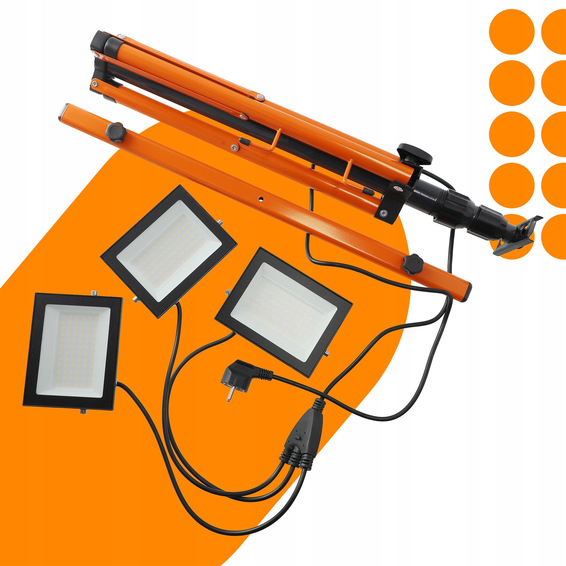 LED Halogeninis statybinis prožektorius 3x 50W 16500lm šviestuvas ant stovo