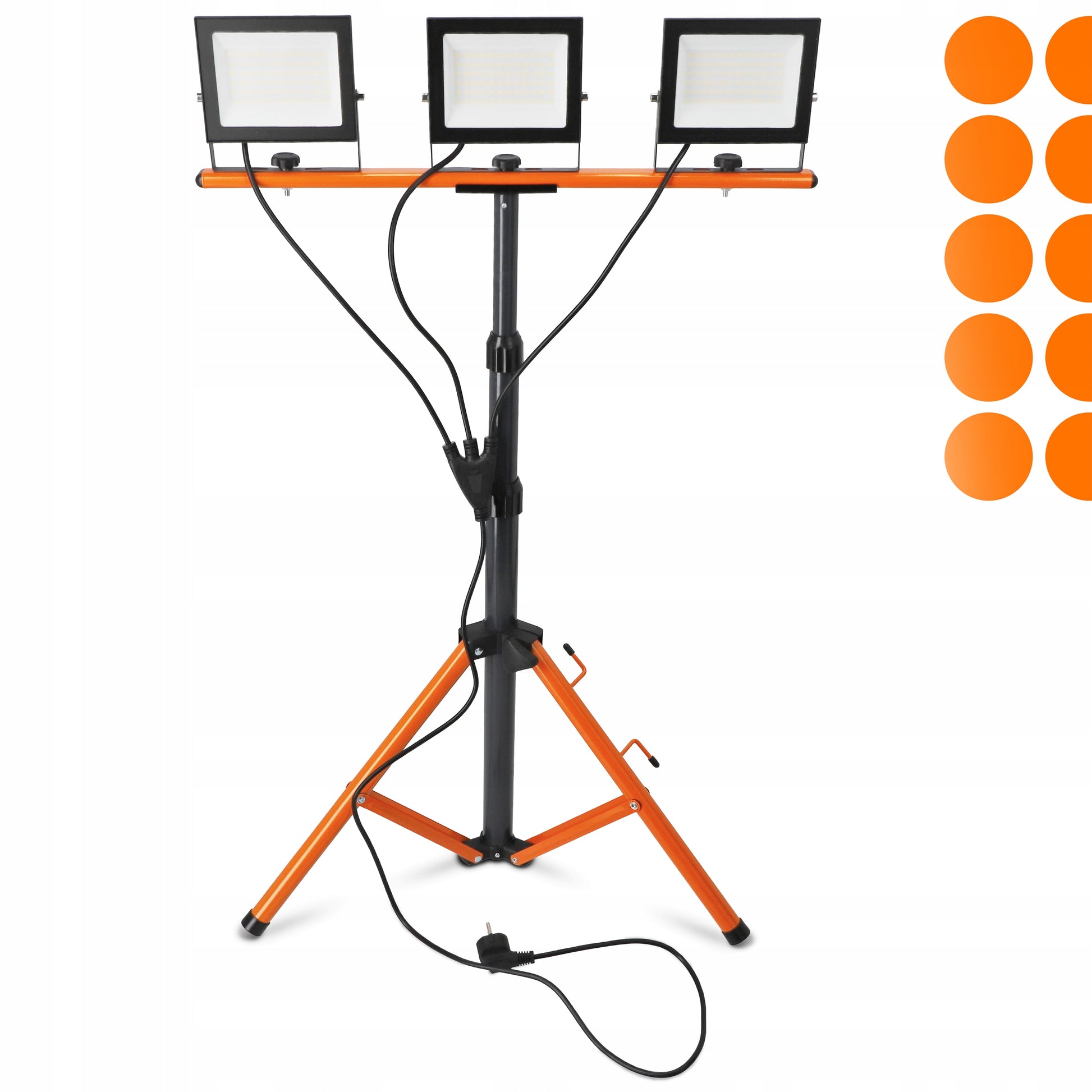 LED Halogeninis statybinis prožektorius 3x 50W 16500lm šviestuvas ant stovo