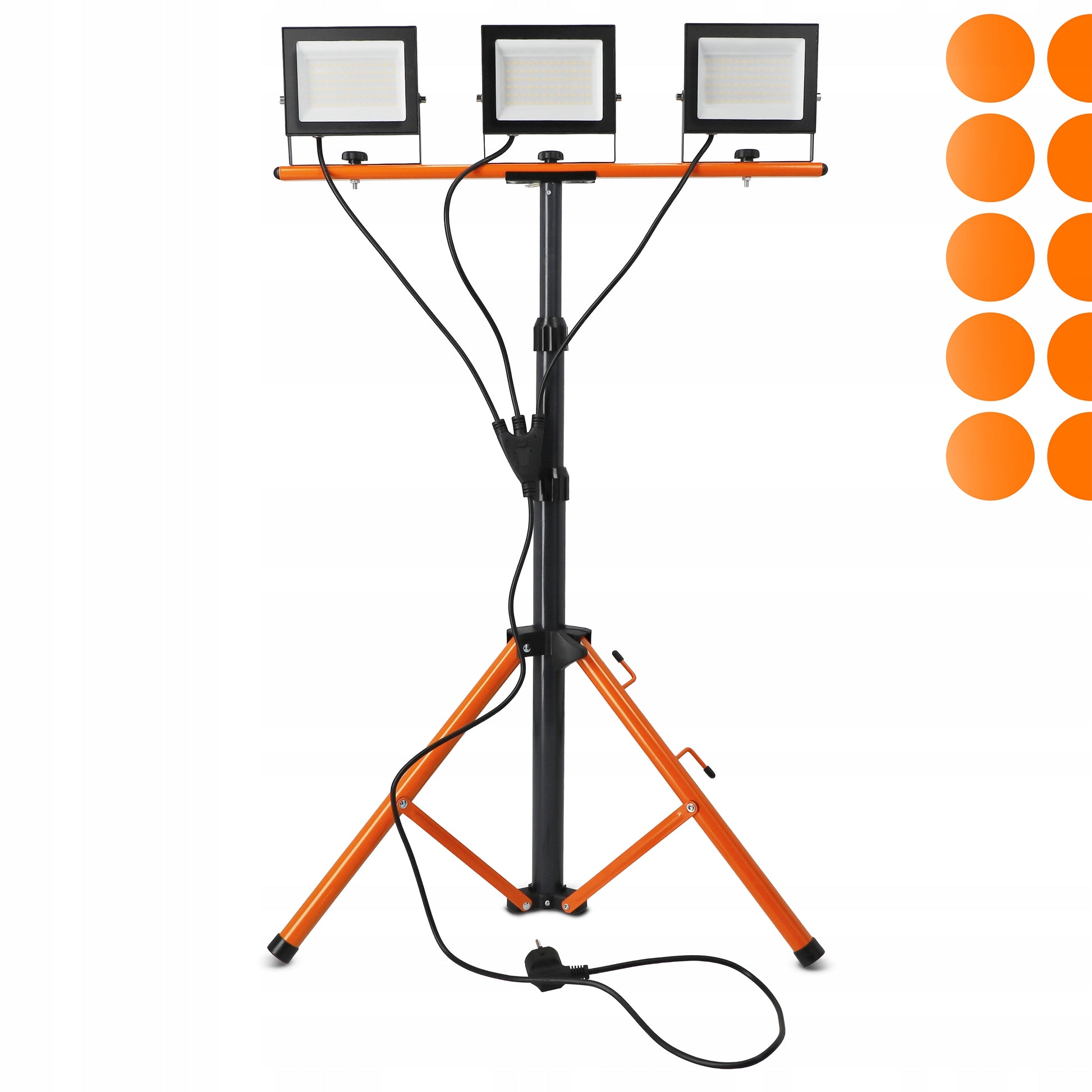 LED Halogeninis statybinis prožektorius 3x 50W 16500lm šviestuvas ant stovo