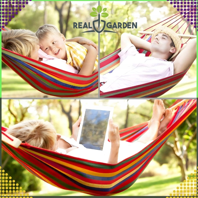 Sodo Hamakas Dviems Asmenims Supynės XXL 250x150 Sutvirtintas 280 kg Krepšys