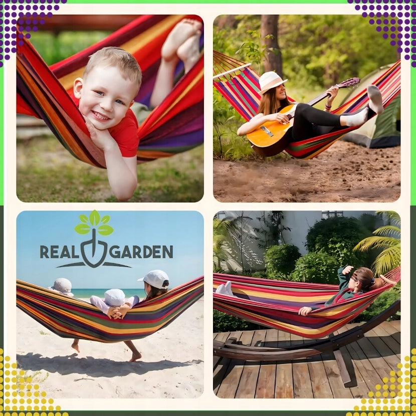 Sodo Hamakas Dviems Asmenims Supynės XXL 250x150 Sutvirtintas 280 kg Krepšys