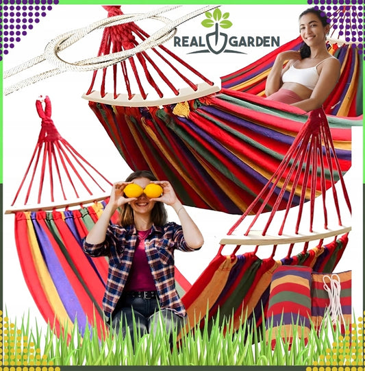 Sodo Hamakas Dviems Asmenims Supynės XXL 250x150 Sutvirtintas 280 kg Krepšys