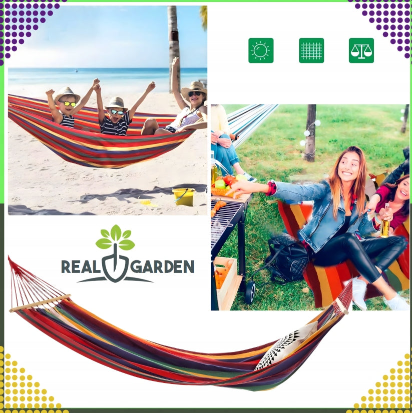 Sodo Hamakas Dviems Asmenims Supynės XXL 250x150 Sutvirtintas 280 kg Krepšys