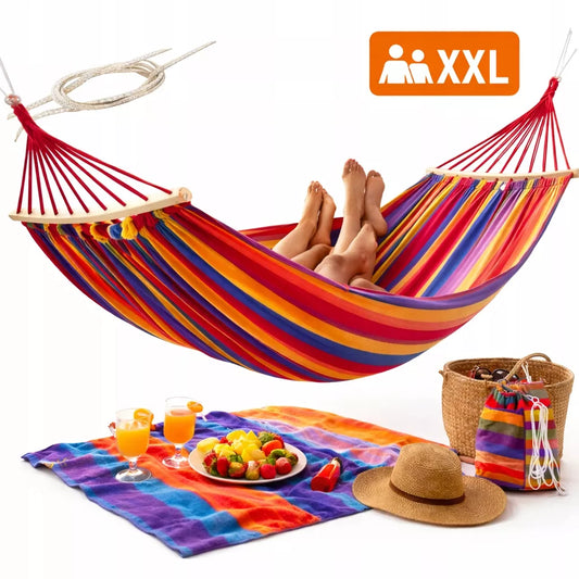 Sodo Hamakas Dviems Asmenims Supynės XXL 250x150 Sutvirtintas 280 kg Krepšys