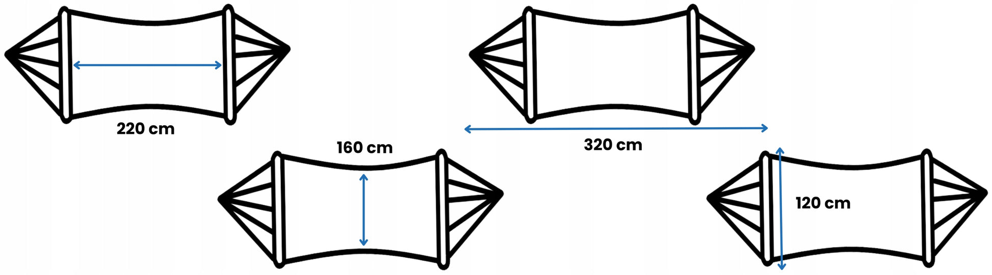 SANTIA dvivietė boho sodo hamakas su kutais ir POTENZA skersiniais