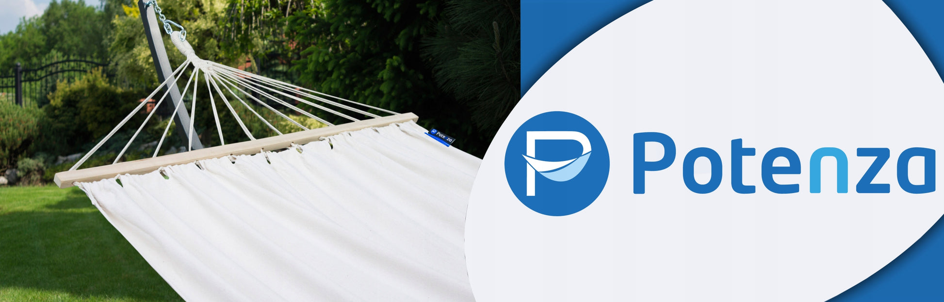 SANTIA dvivietė boho sodo hamakas su kutais ir POTENZA skersiniais