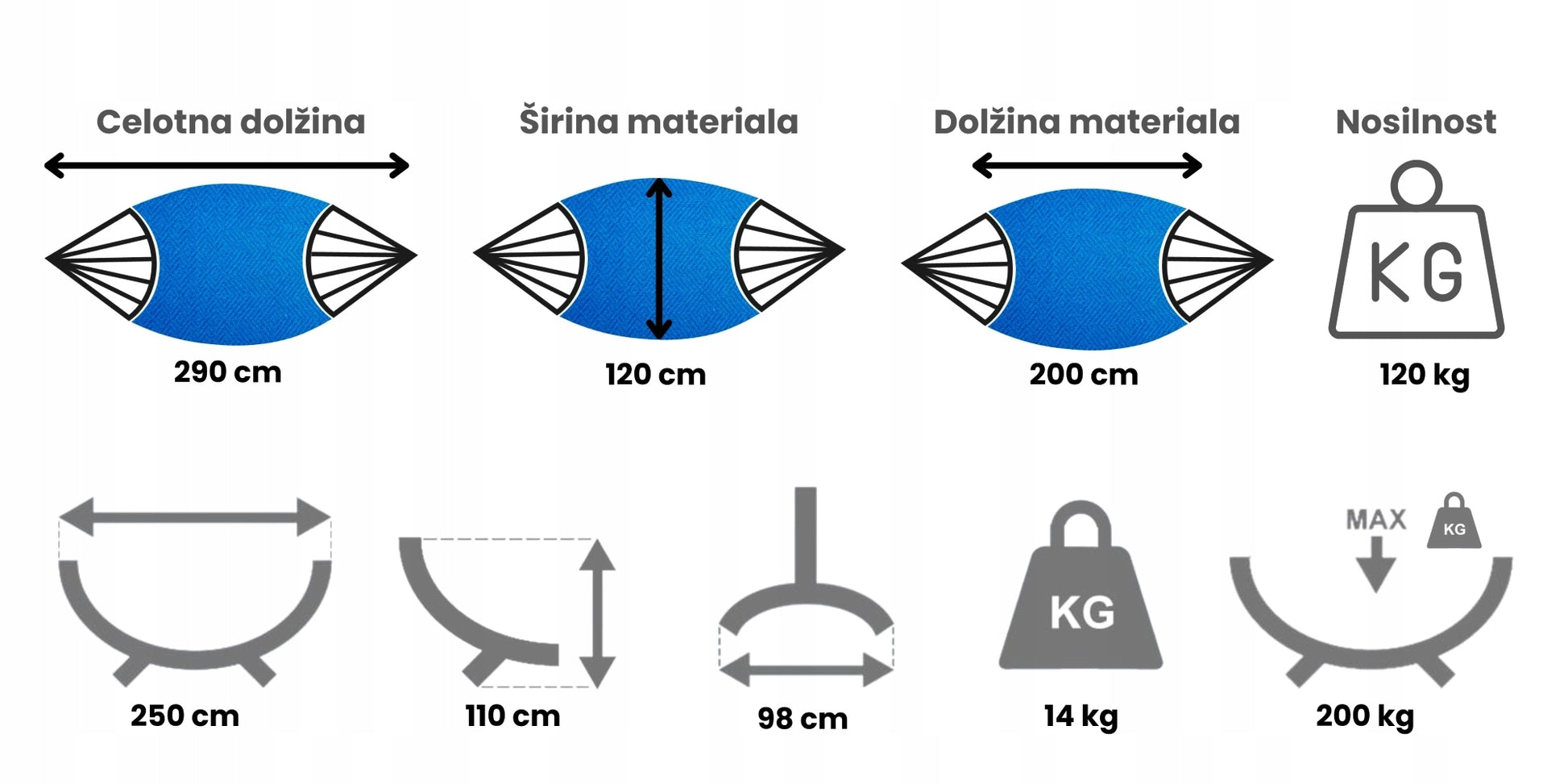 Tvirtas plieninis hamakas su stovu, sodo hamakas terasai, POTENZA hamako komplektas