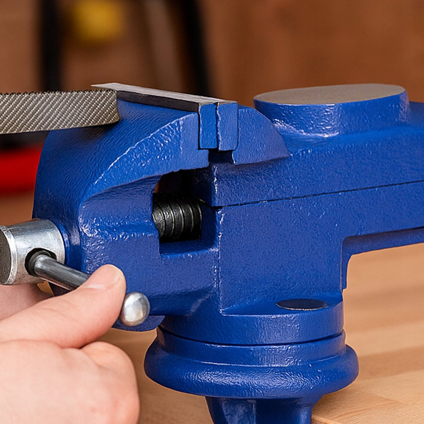 STAKLIŲ SPAUSTUVAS SUKAMAIS PAGRINDU 360° SU PRIKALAMA KALYTE KETUS DARSTALINIS STIPRUS SOLIDIŠKAS