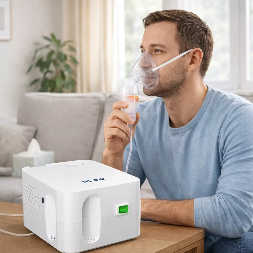 PNEUMATINIS STŪMOKLINIS INHALIATORIUS NEBULIZATORIUS VAIKAMS IR SUAUGUSIEMS, 2 KAUKĖS