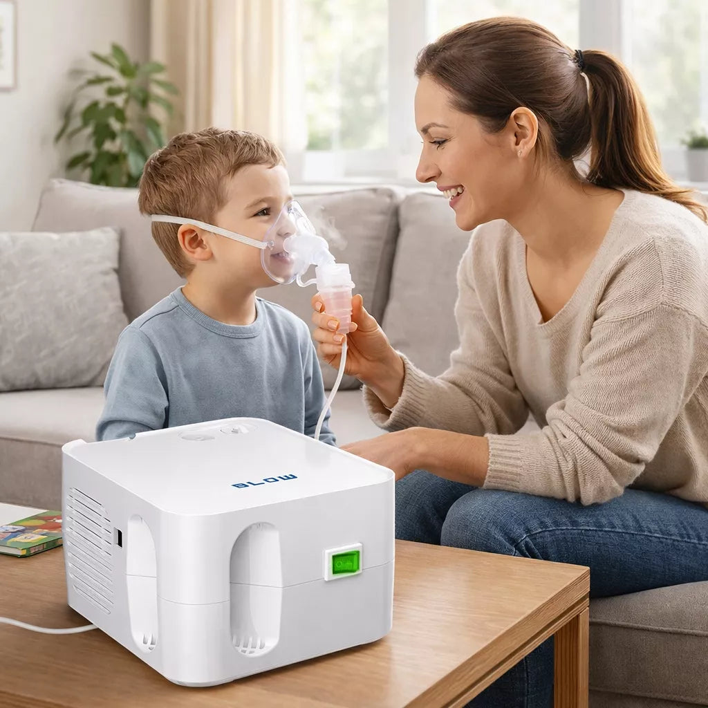 PNEUMATINIS STŪMOKLINIS INHALIATORIUS NEBULIZATORIUS VAIKAMS IR SUAUGUSIEMS, 2 KAUKĖS