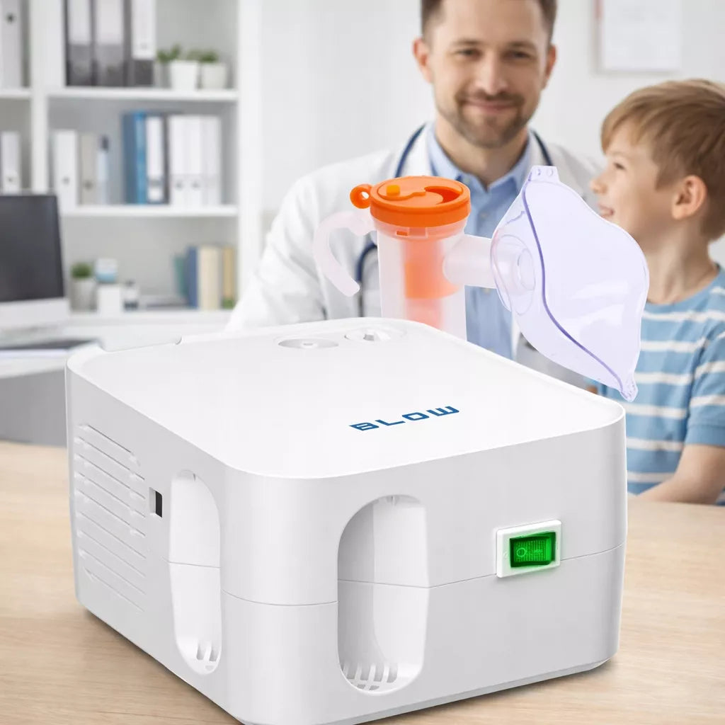 PNEUMATINIS STŪMOKLINIS INHALIATORIUS NEBULIZATORIUS VAIKAMS IR SUAUGUSIEMS, 2 KAUKĖS