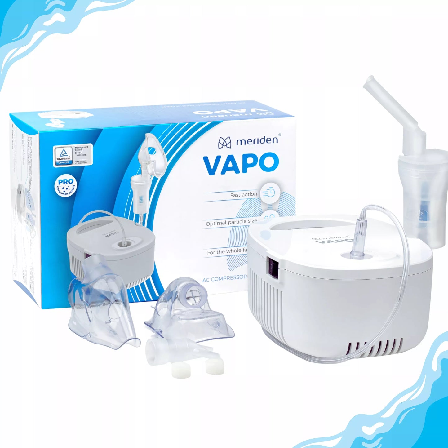 TIESINIS INHALIATORIUS NEBULIZATORIUS VAIKAMS IR SUAUGUSIEMS Meriden Vapo rinkinys