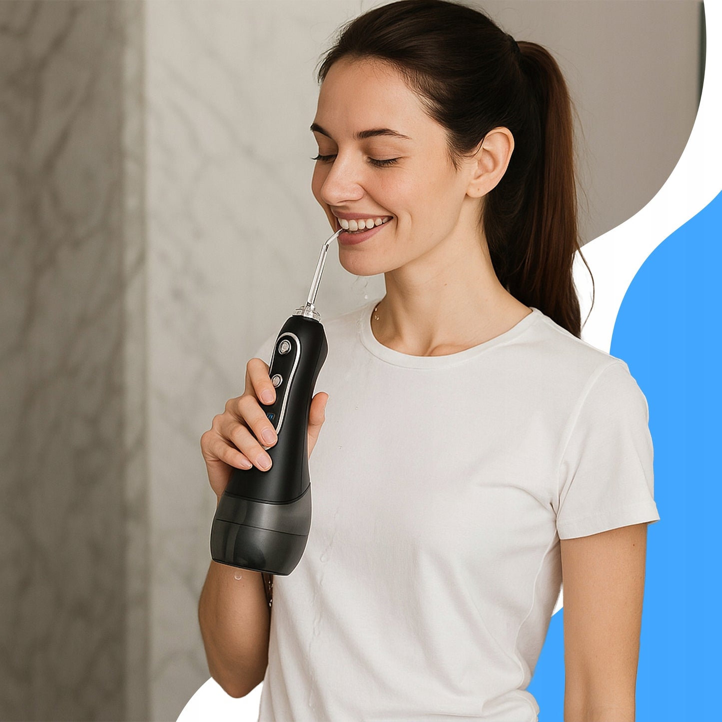 Burno irigatorius 5 režimų, 8 antgaliai, belaidis, dantų, 300ml, dėklas