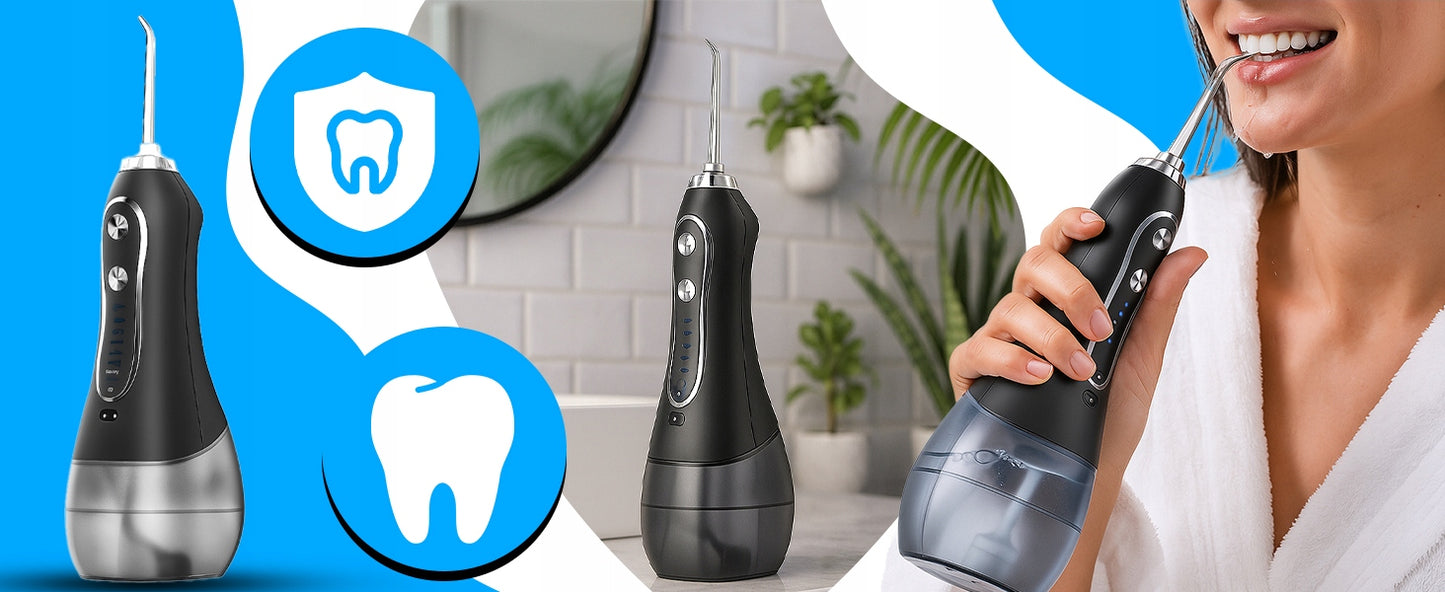 Burno irigatorius 5 režimų, 8 antgaliai, belaidis, dantų, 300ml, dėklas