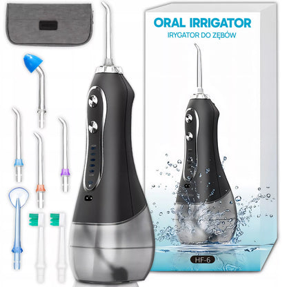 Burno irigatorius 5 režimų, 8 antgaliai, belaidis, dantų, 300ml, dėklas