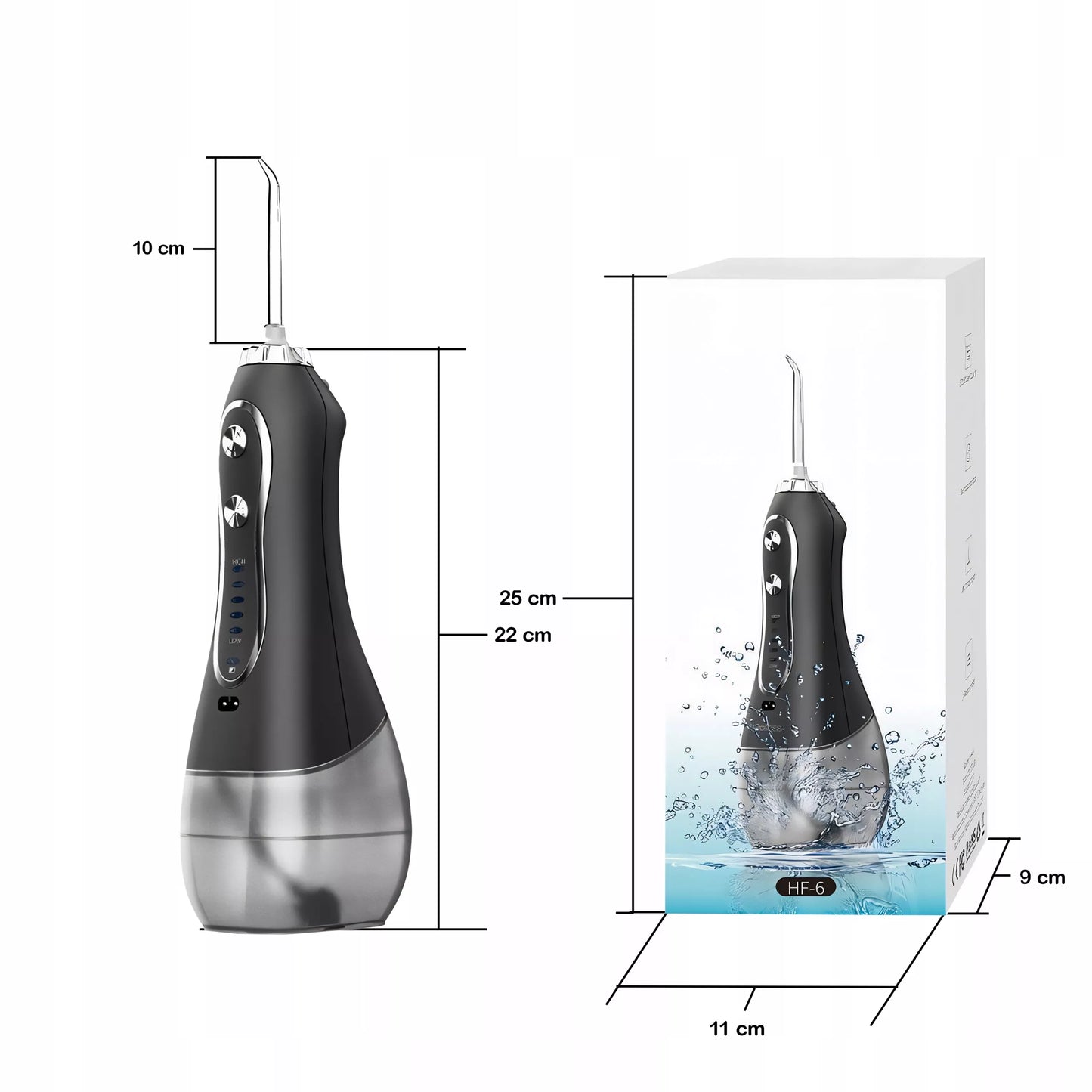 Burno irigatorius 5 režimų, 8 antgaliai, belaidis, dantų, 300ml, dėklas