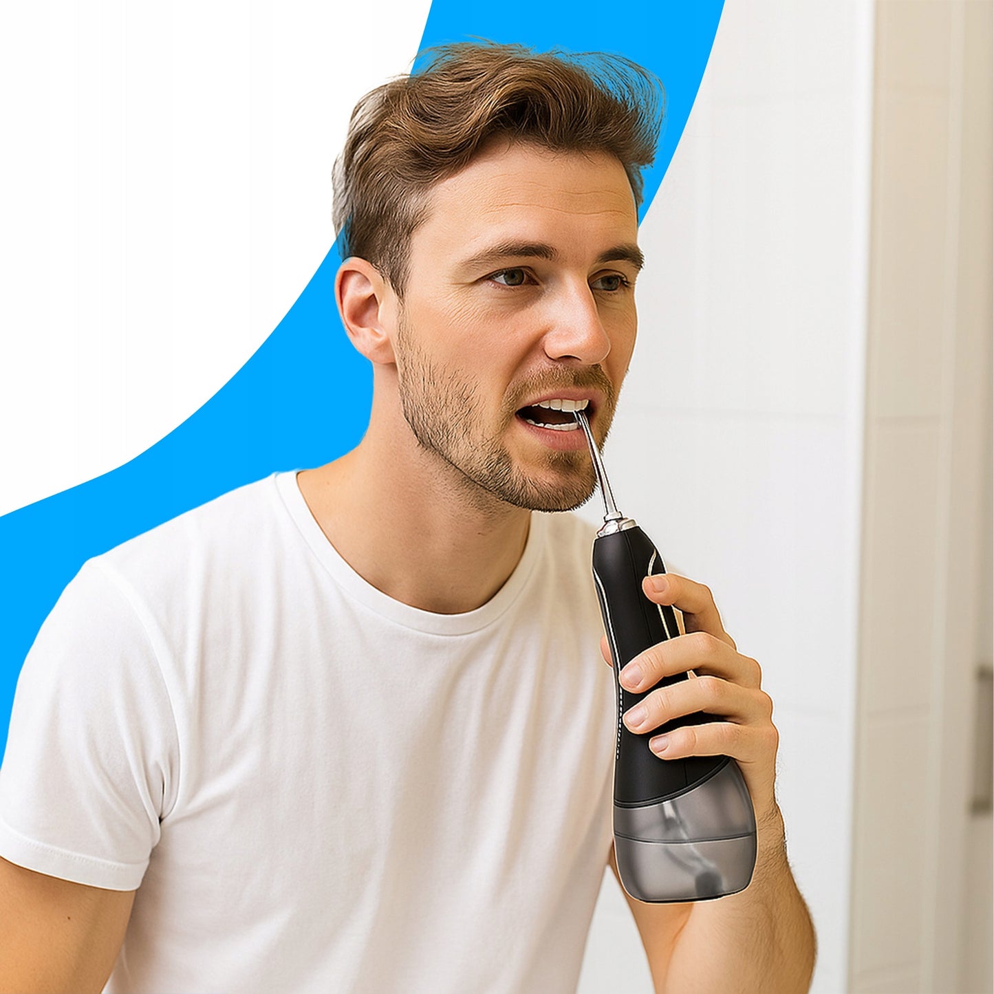 Burno irigatorius 5 režimų, 8 antgaliai, belaidis, dantų, 300ml, dėklas