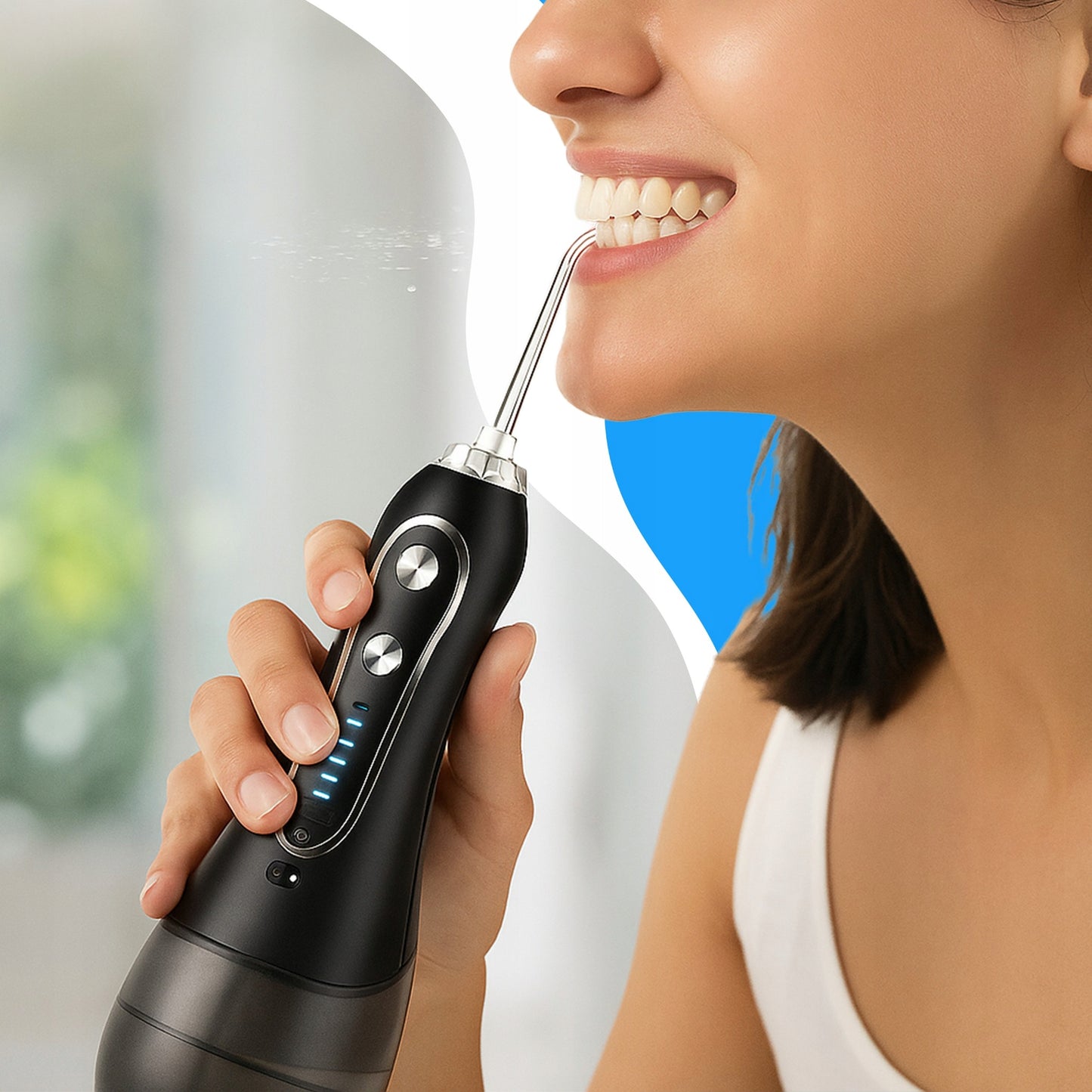 Burno irigatorius 5 režimų, 8 antgaliai, belaidis, dantų, 300ml, dėklas