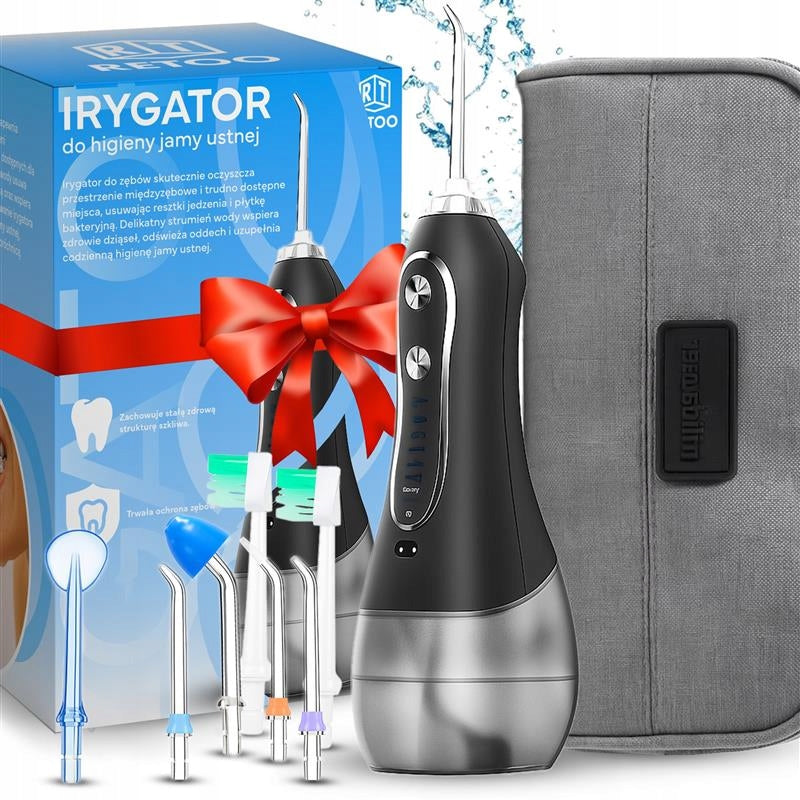Burno irigatorius 5 režimų, 8 antgaliai, belaidis, dantų, 300ml, dėklas