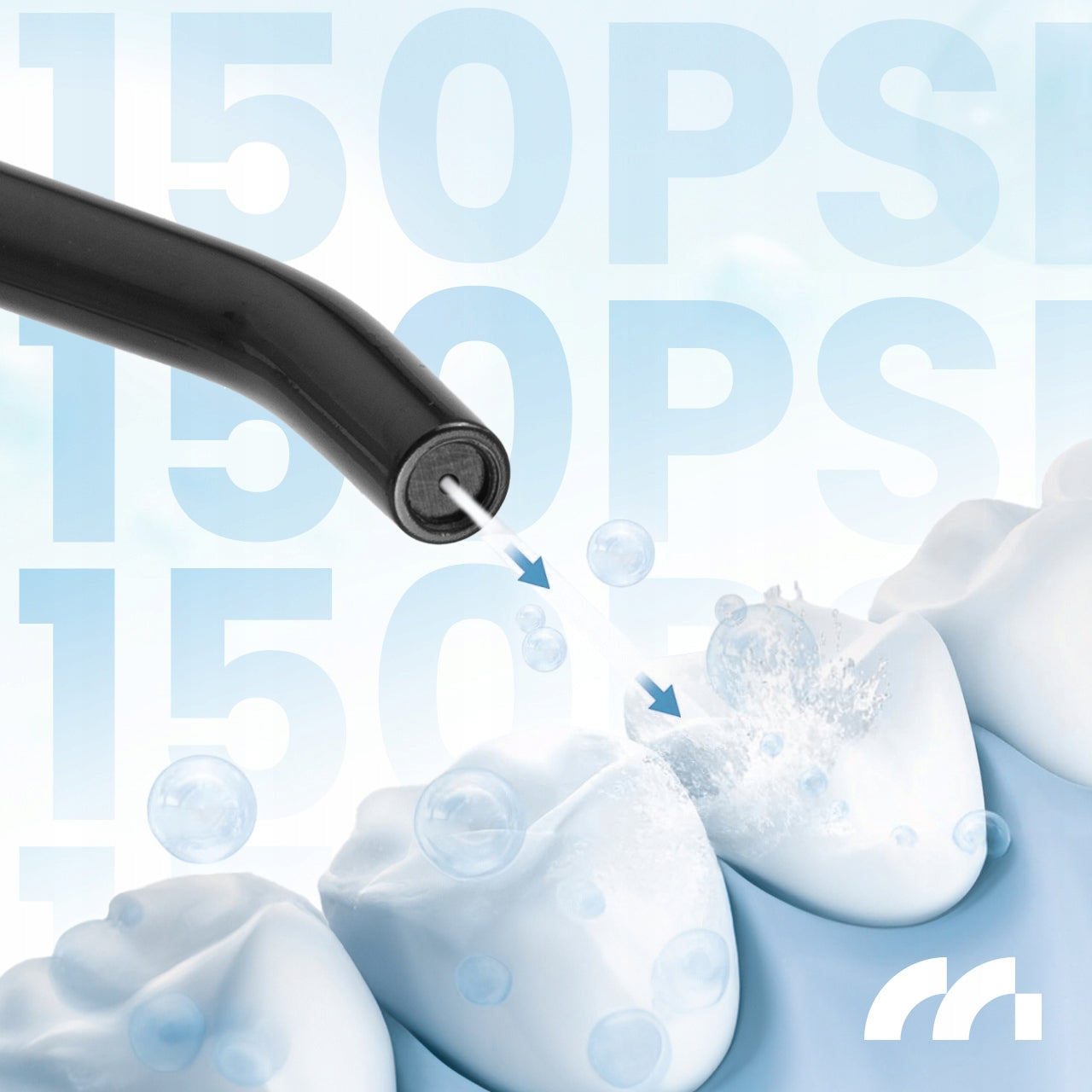 Belaidis dantų irigatorius, profesionalus, 6 antgaliai, 4 režimai, galingas 150 PSI