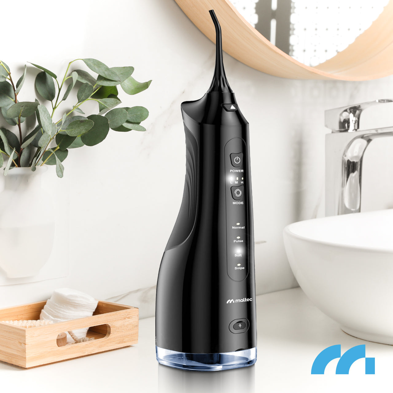 Belaidis dantų irigatorius, profesionalus, 6 antgaliai, 4 režimai, galingas 150 PSI